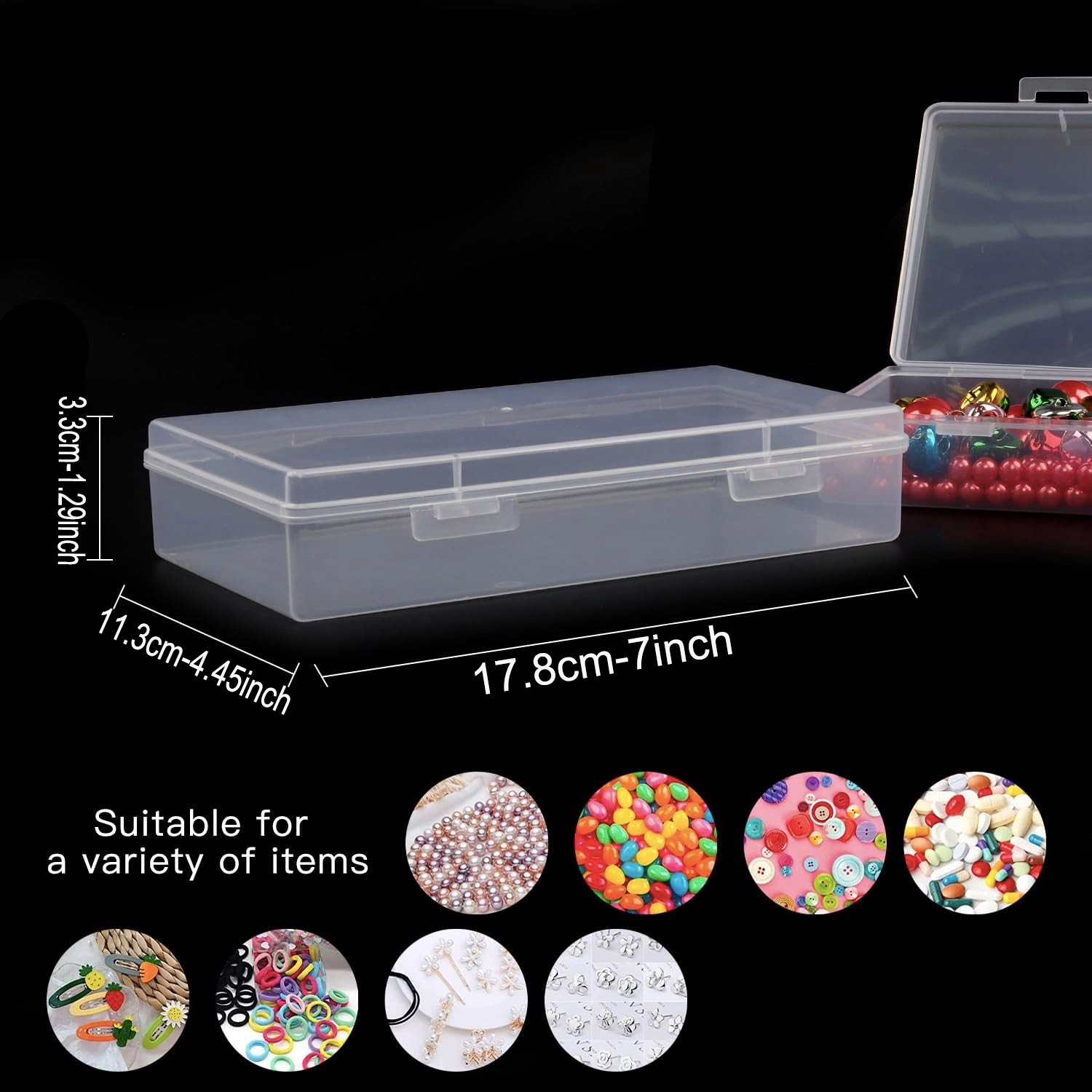 Lots Clear Plastic Storage Container Box Hinged Lid DIY Arts Crafts Markers Pens