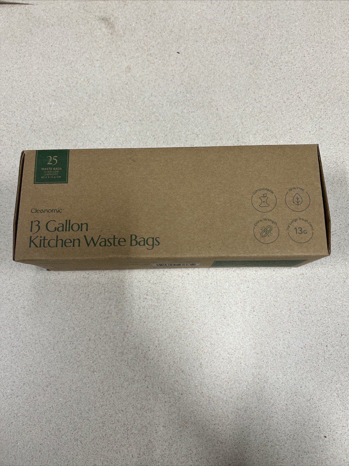Cleanomic Compostable 13-Gallon Waste Bags -Green Color 60.4 X 74.6 CM (25 BAGS)