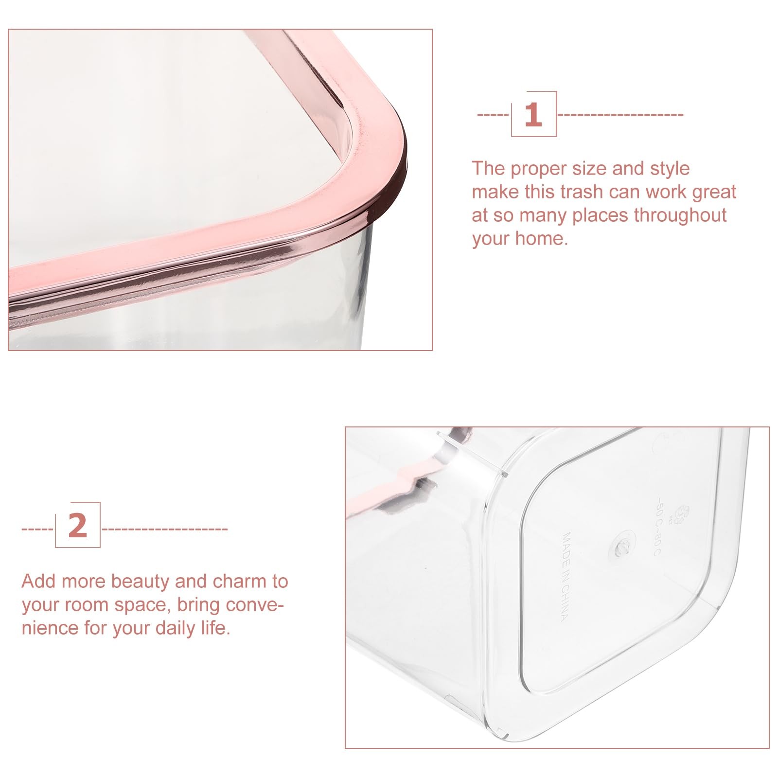 iplusmile Clear Wastebasket 7.87 X 7.08 X in 20x18CM, Transparent