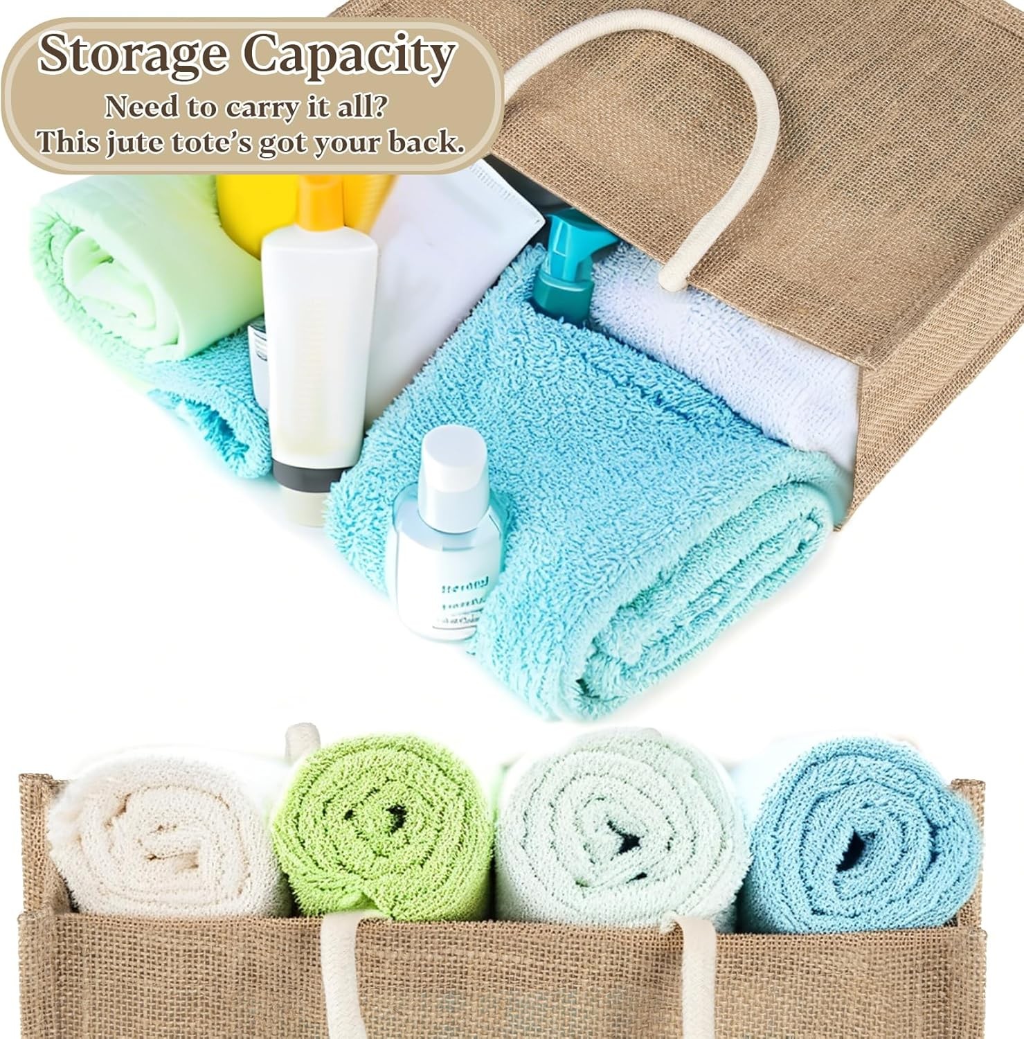 Burlap Tote Beach Bag Waterproof Jute Straw Bag Reusable Shopping Travel Gift