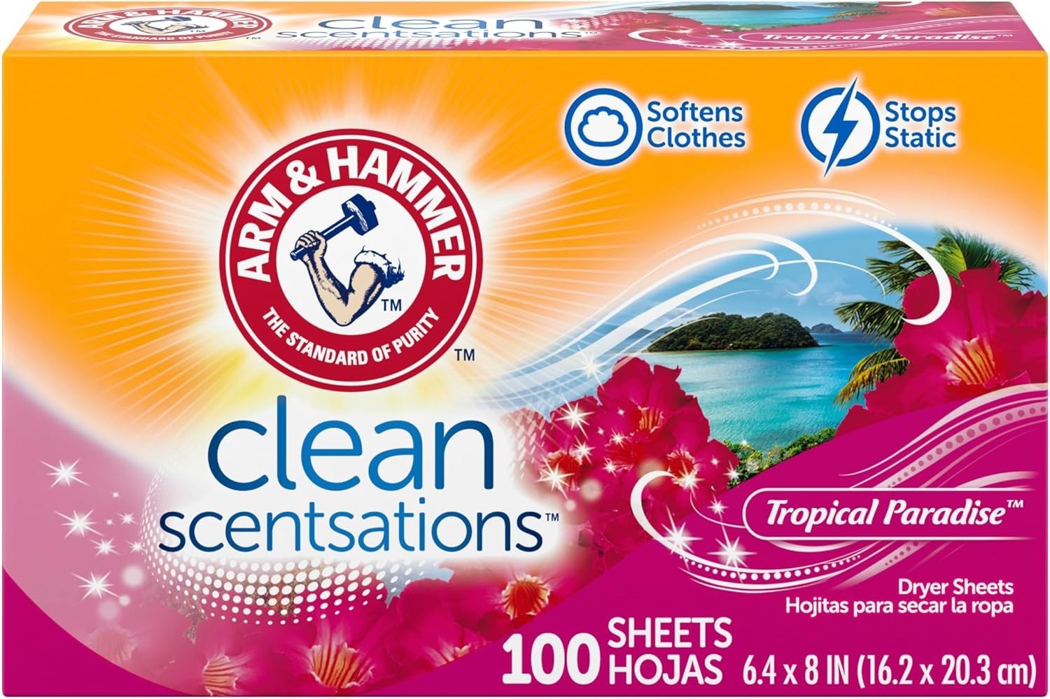 100 Count Tropical Paradise Softener Sheets – Softens Fabrics & Reduces Static