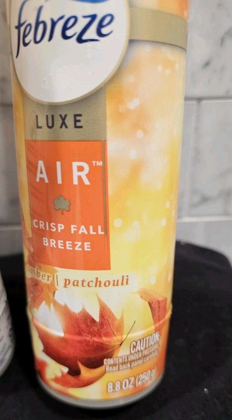 LOT OF 3 Febreze Spray Luxe Air Crisp Fall Breeze Amber Patchouli 8.8OZ NEW