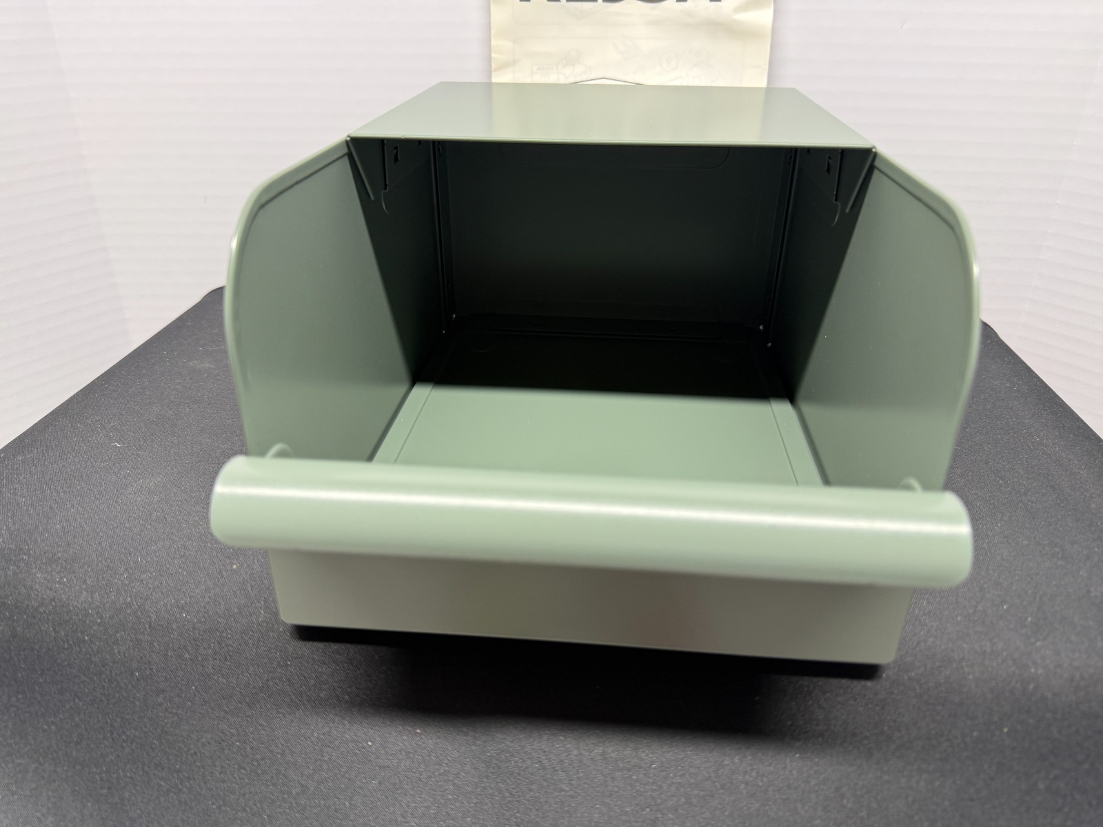 Brand New Unused Assembled IKEA Rejsa Gray-Green Metal Box, 9.75” x 7” x 5”,