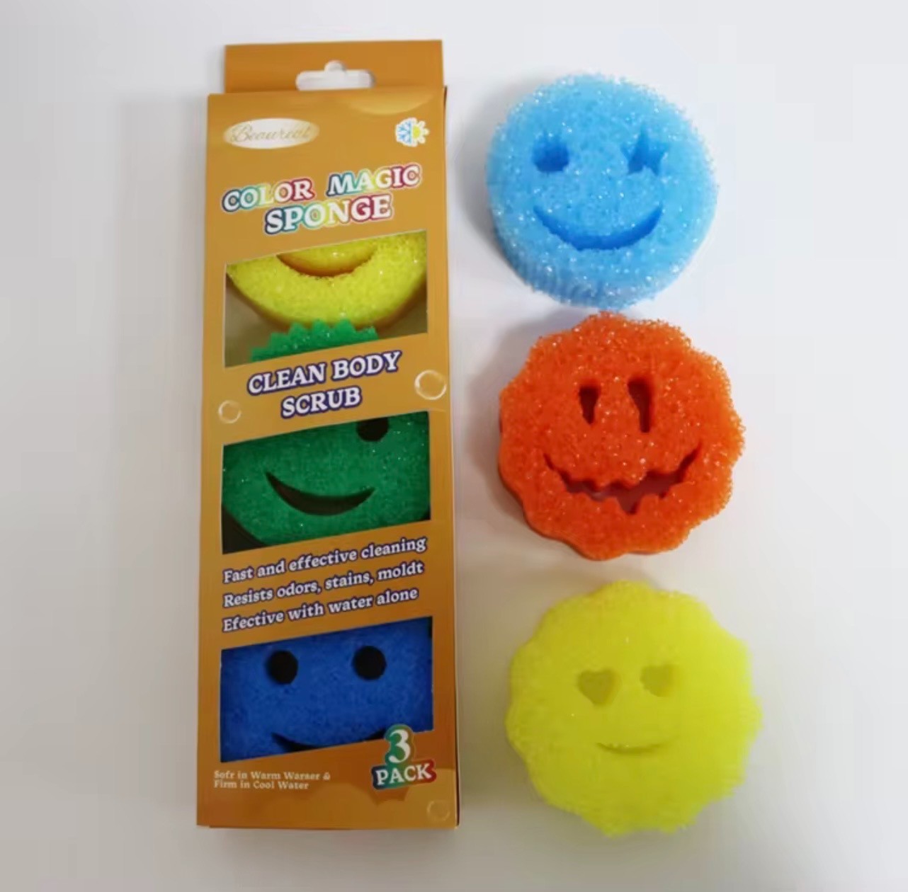 3-Pack Temp Changing Magic Sponge Soft Warm Hard Cold Eco Scrubber