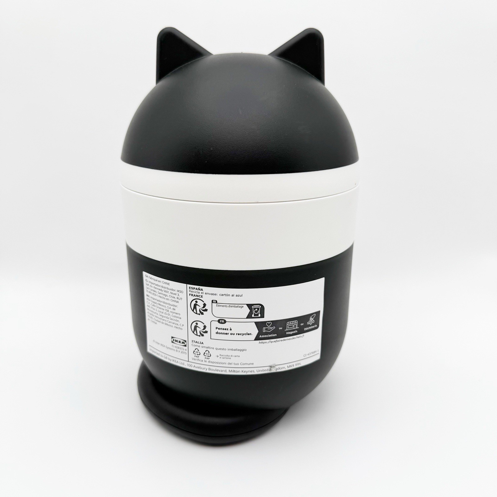 IKEA Cat Shaped Storage Box with Lid Black White 9.5in Durable & Eco-Conscious