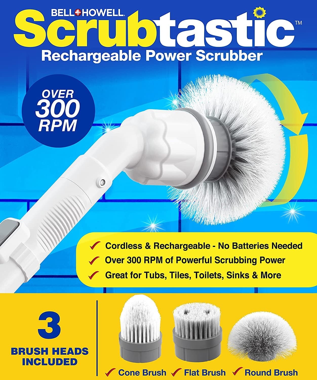 Homitt Electric Spin Scrubber Cordless Floor Shower Cleaning Brush- Free Ship