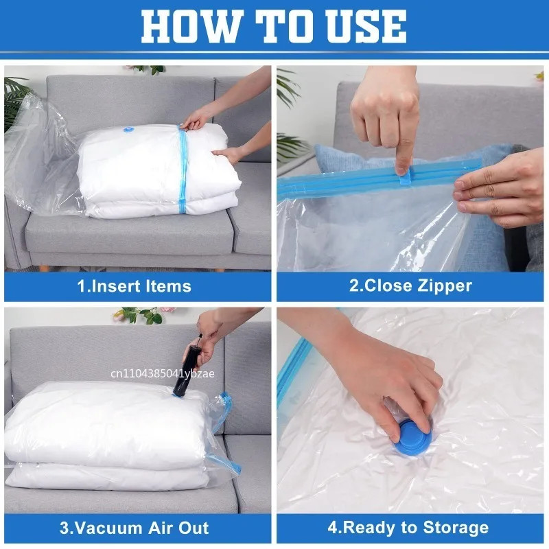 10 x Jumbo Vacuum Storage Bags Travel Space Saver Garment Seal Clothes Organizer