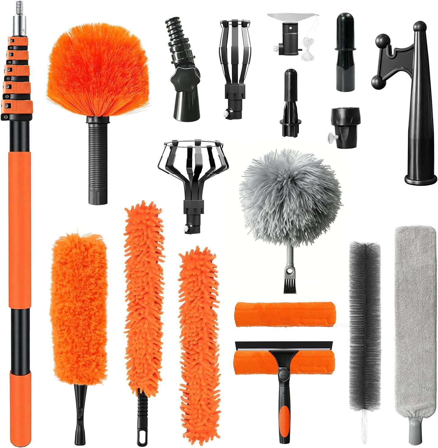 26FT High Reach Duster Kit with 5-20FT Flip-Lock & Screw Dual Locking Extension