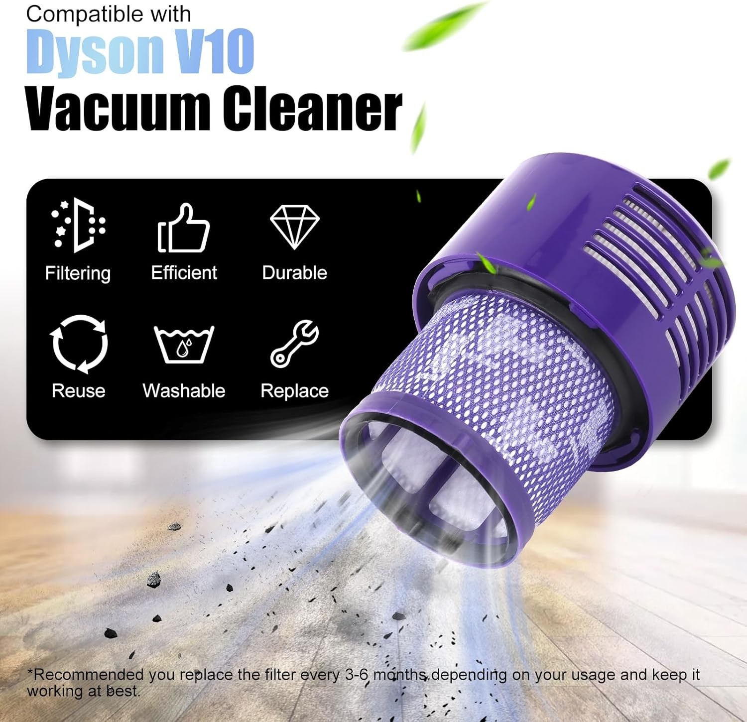 Upgraded Dust Bin+HEPA Filter for Dyson V10 Vacuum Cleaner Canister Large Bin