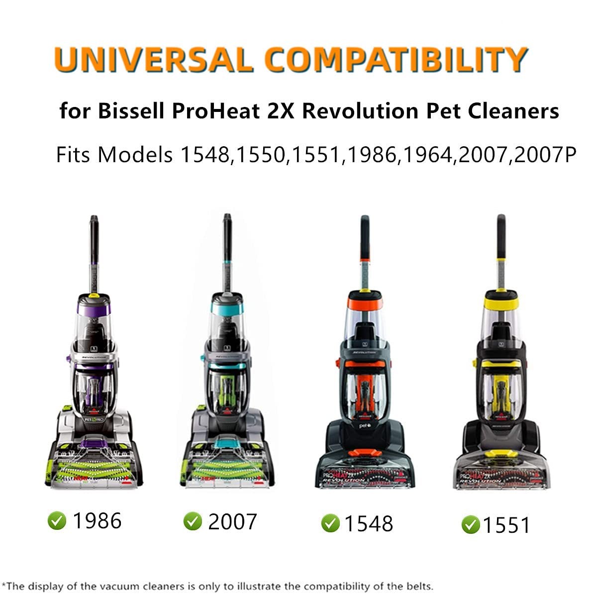 Replacement Belts for Bissell ProHeat 2X Revolution Pet (Pro) Carpet Cleaner Mod