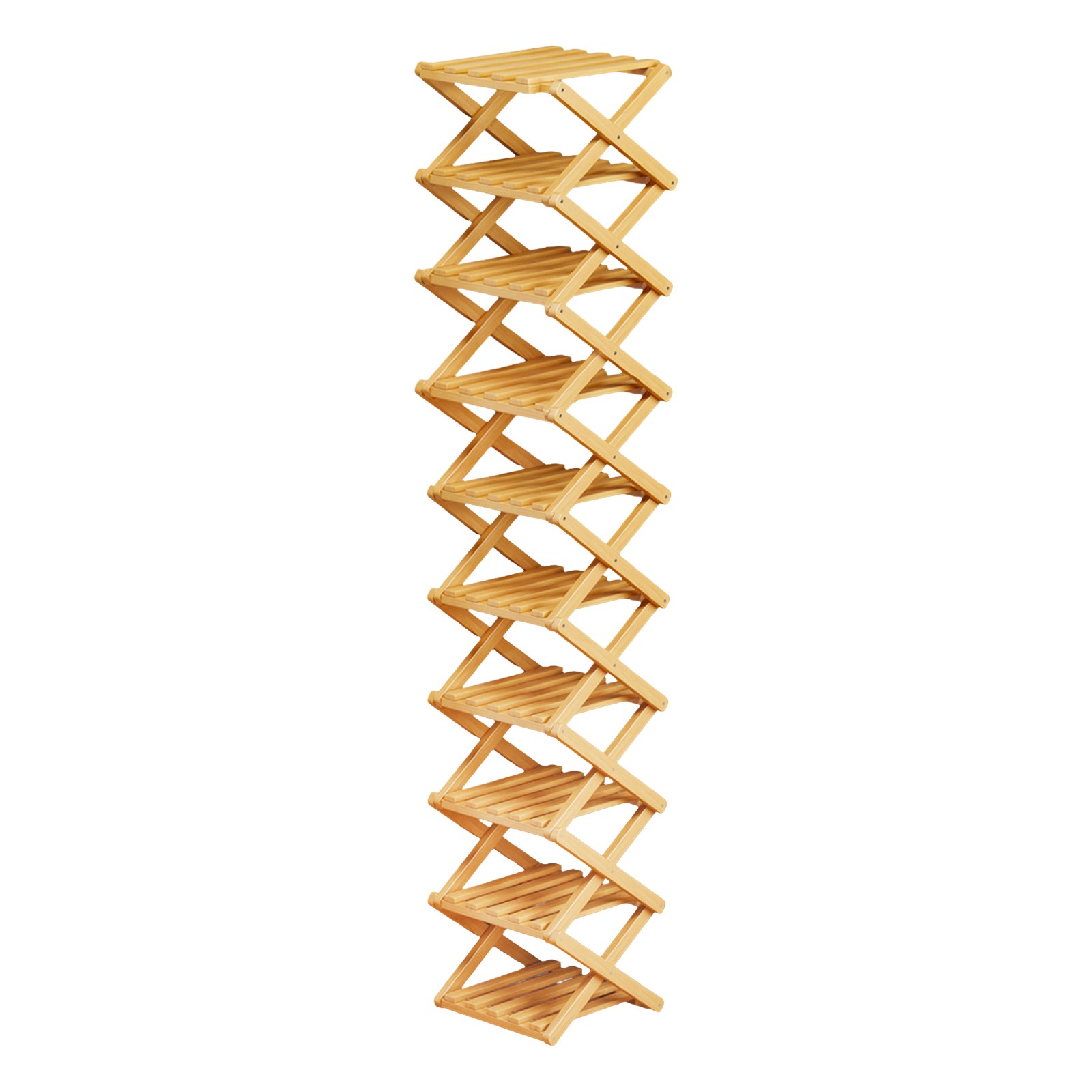 Bamboo Shoe Rack, Foldable Storage Rack, Space Saving Standing Shoe Organizer