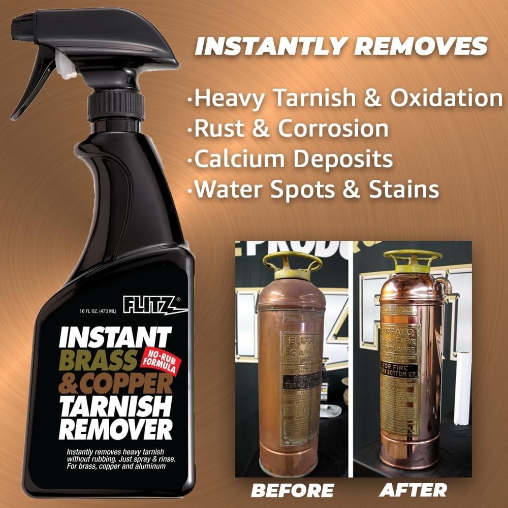 Tarnish Remover Spray Natural Brass Copper Metal Cleaner 16 oz Heavy Tarnish