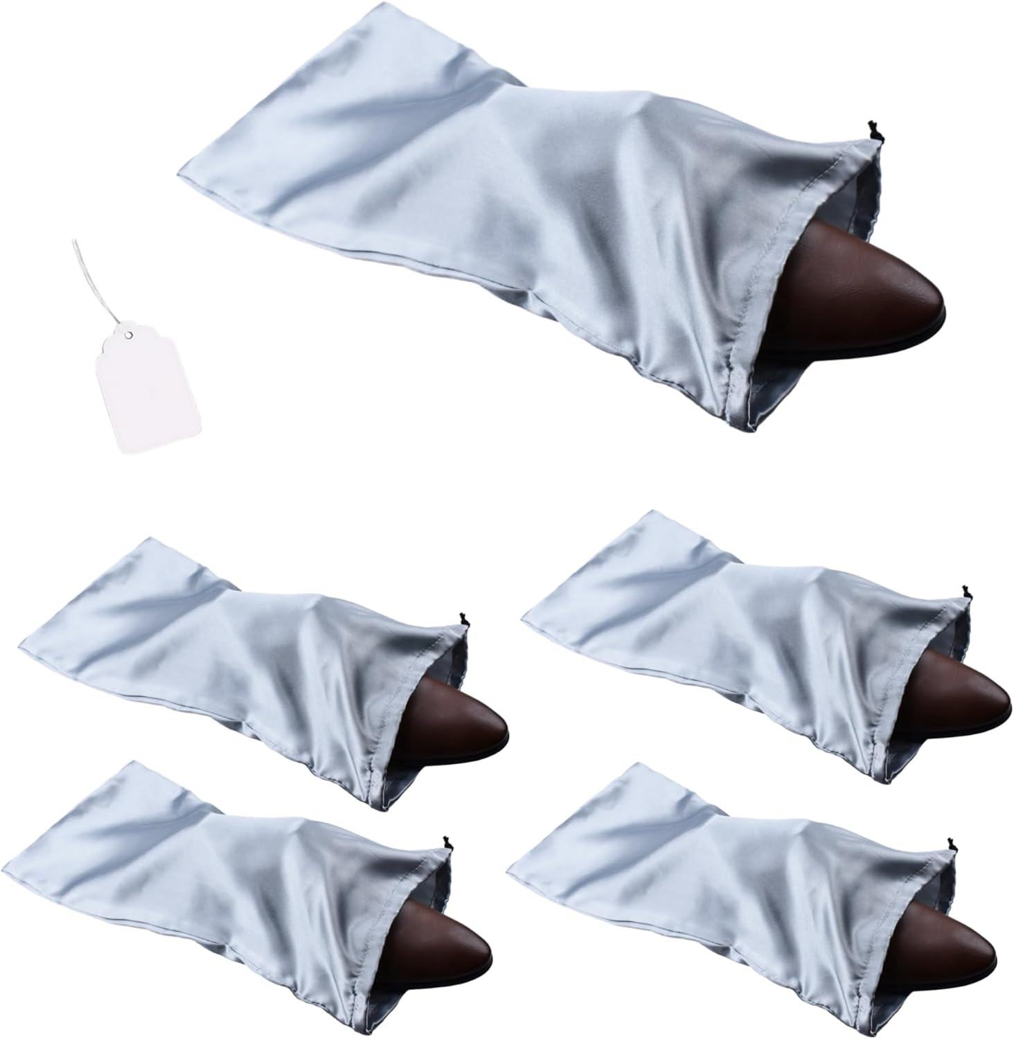 4 Pack Shoe Bags for Travel Satin Fabric Shoe Bag with Drawstring for Men Women