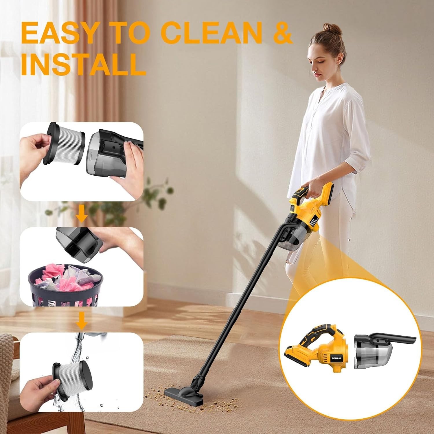 20V Cordless 5-in-1 Handheld Vacuum Cleaner – Powerful & Portable Cleaning Tool