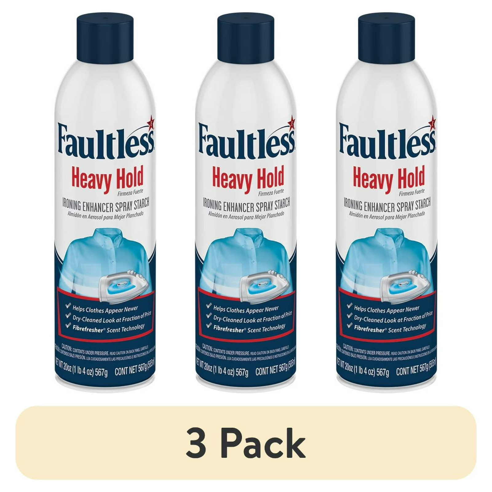 Faultless Heavy Hold Ironing Enhancer Spray Starch, 20 oz (3 pack)