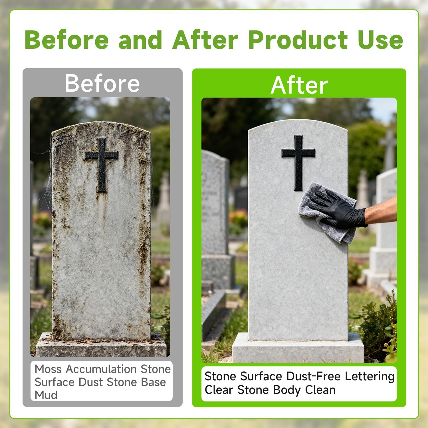 Headstone Cleaner Kit 9 PCS Includes Brush, Gloves, Scraper – Daily Cleaning