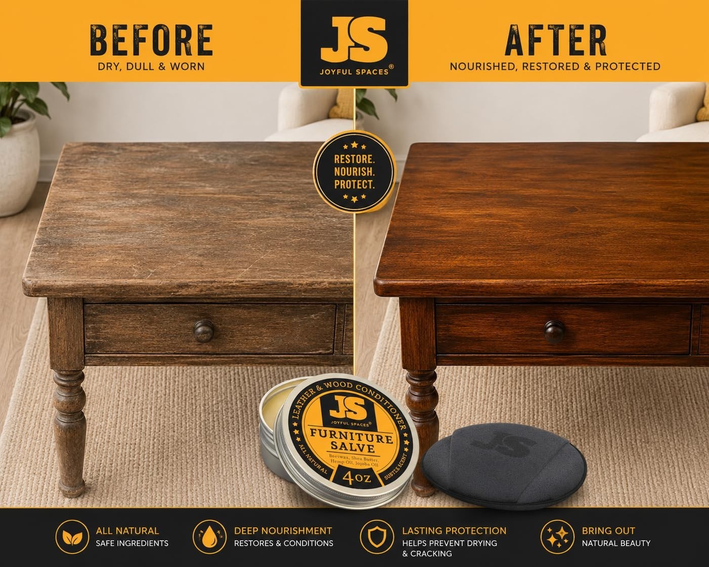 Leather Cleaner & Conditioner, Repair Kit, Shoe Polish, Wood Restorer, 8 oz