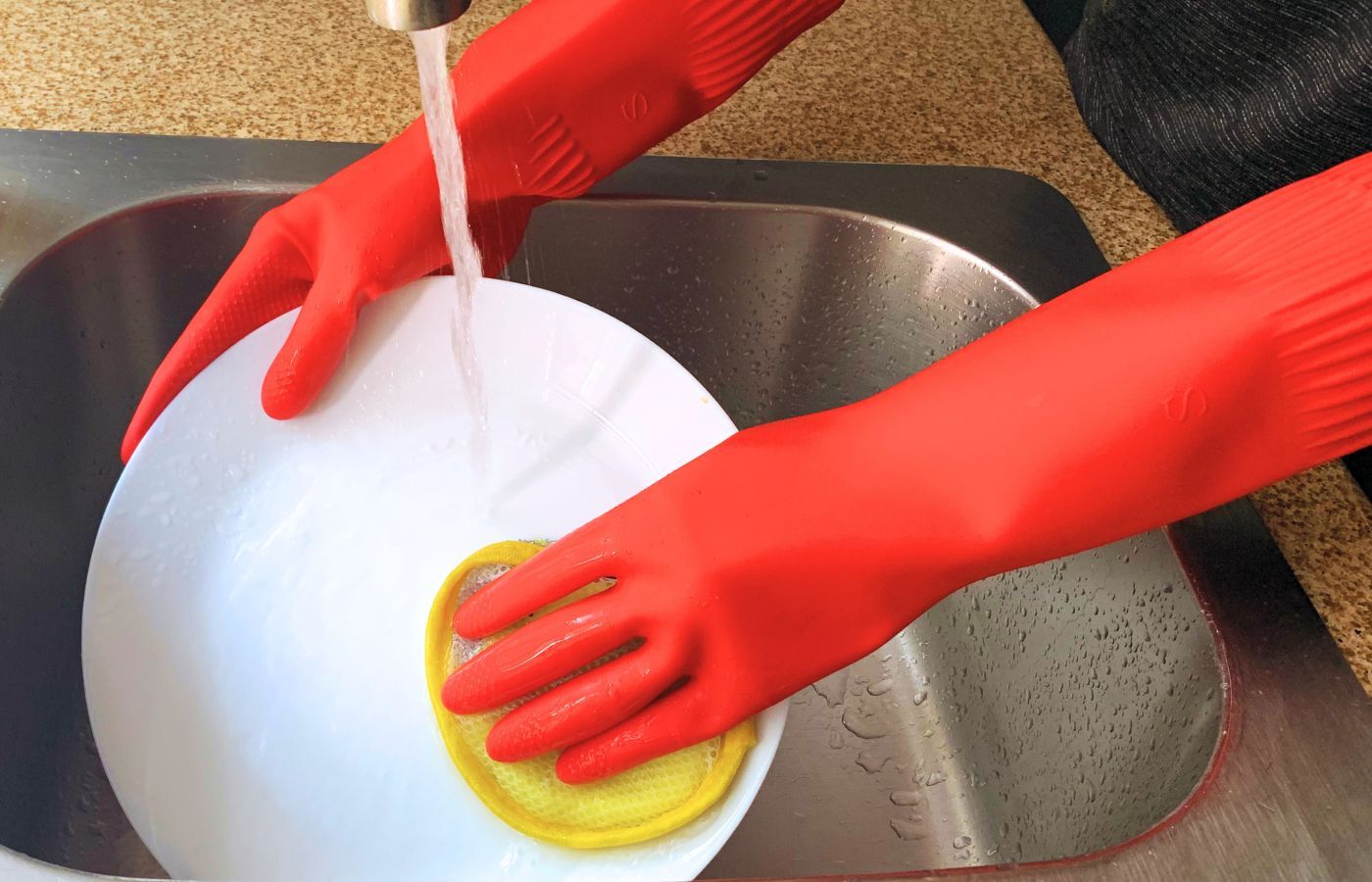 Heavy duty Reusable Long Rubber Dishwashing & Cleaning Gloves 3 or 6 Pairs