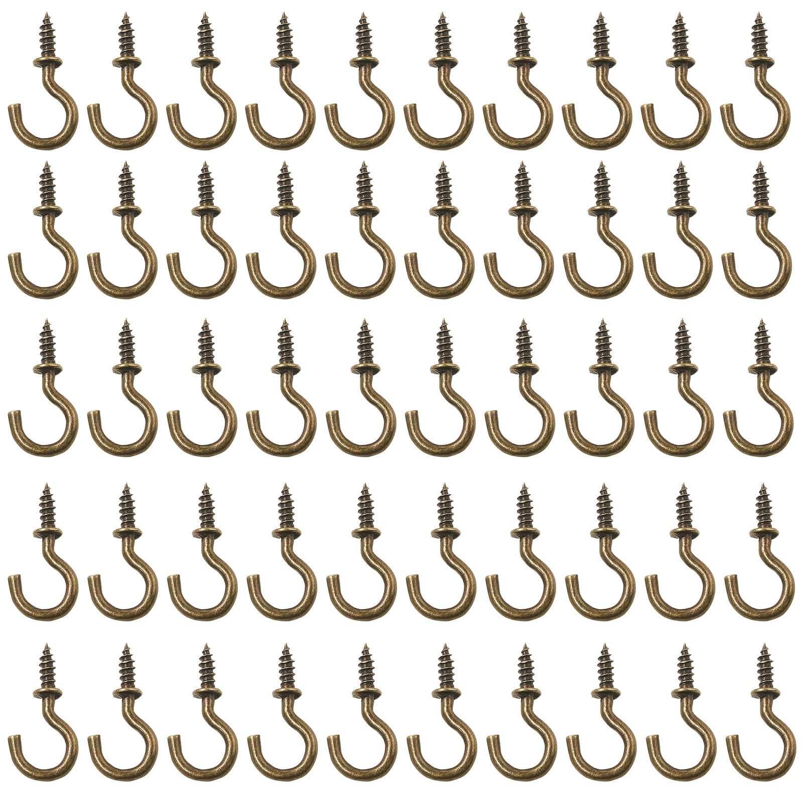 Bronze Nickel Plated Metal Cup Hooks 1/2 Inch Ceiling Screw In 100 PCS