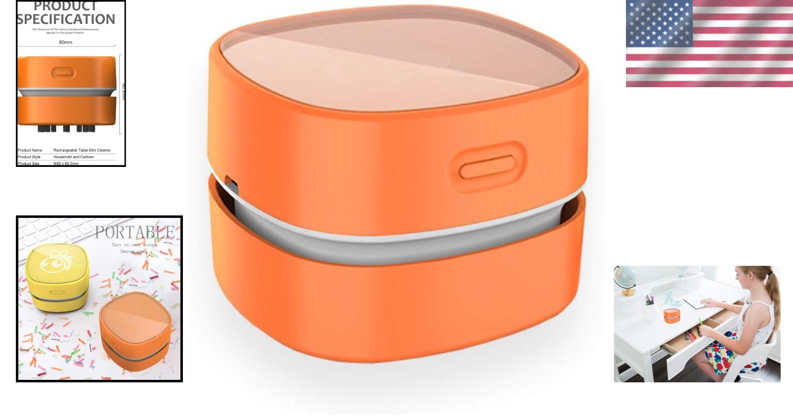 Lightweight Mini Vacuum for Desk & Car – Quiet, Portable, Battery-Powered Power