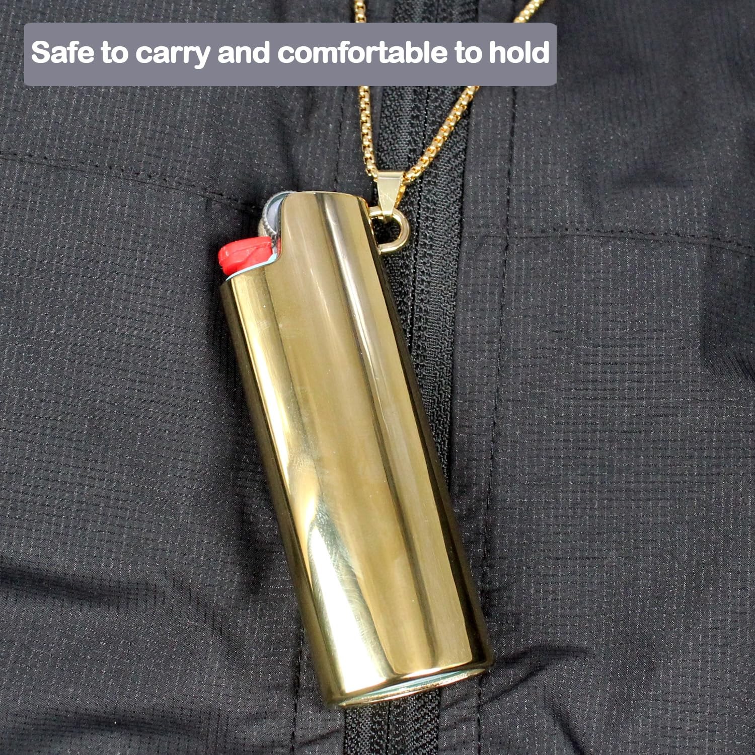 Metal J6 Lighter Case Cover Reusable for 3.14 x 1.1 x 0.7 inches, Mirror Gold