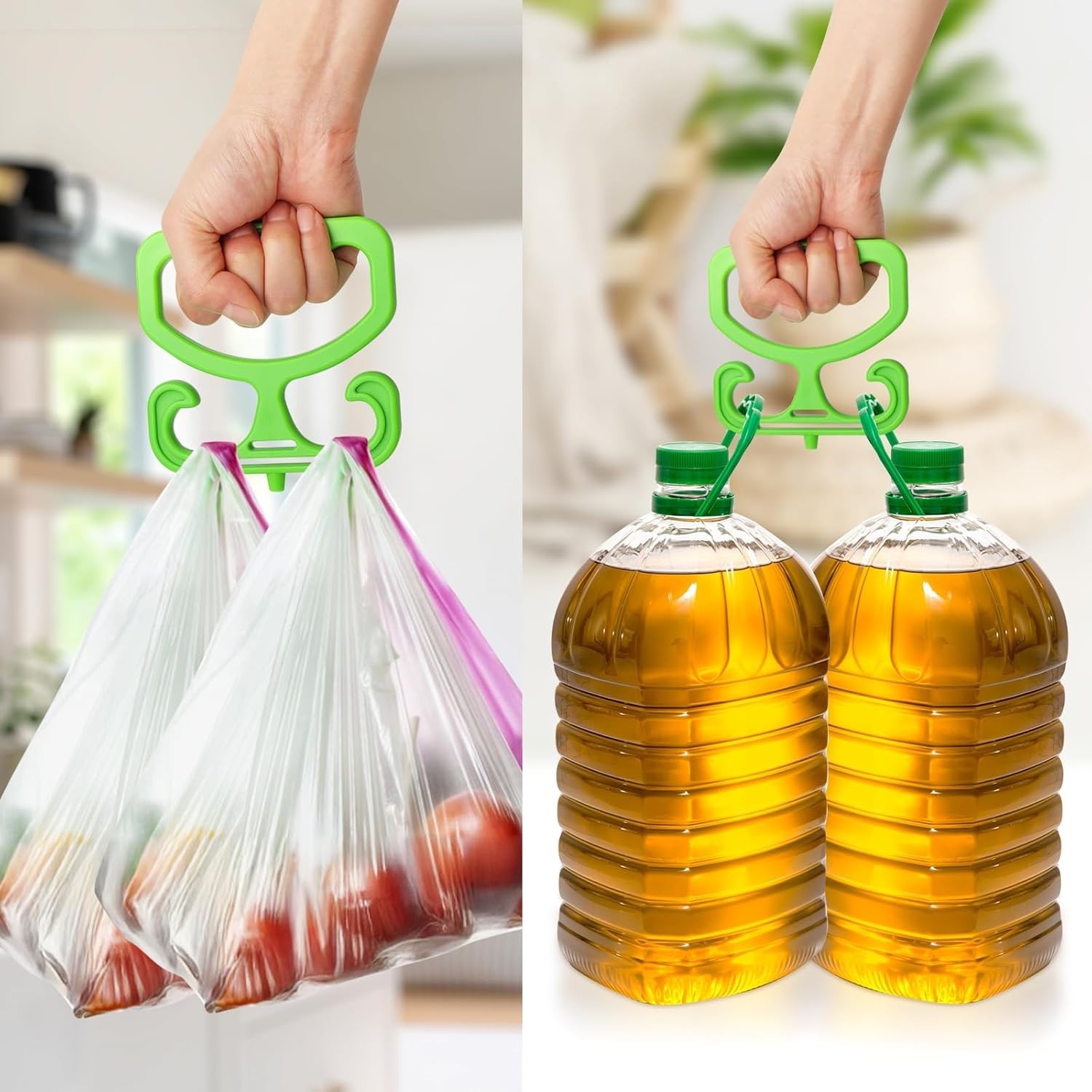 Heavy Duty 2 Pack Grocery Bag Carrier – Comfortable Grip, Holds 80 lbs. Green