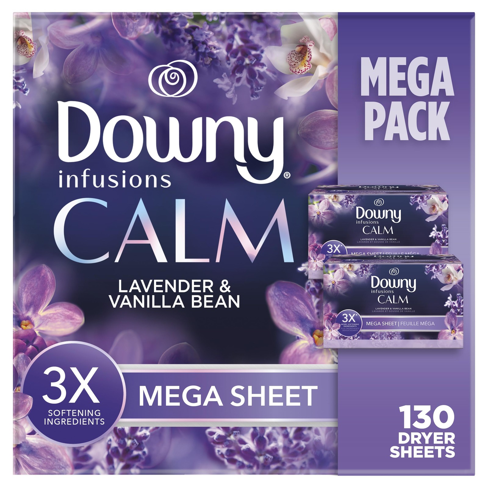 Downy CALM, Mega Dryer Sheets, Laundry Fabric Softener, Lavender and Vanilla …