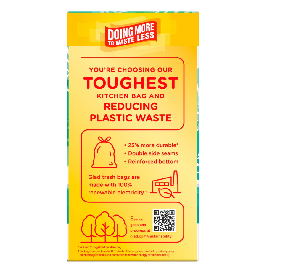 Glad ForceFlex MaxStrength Tall Kitchen Drawstring Trash Bags, 13 Gallon, Bahama
