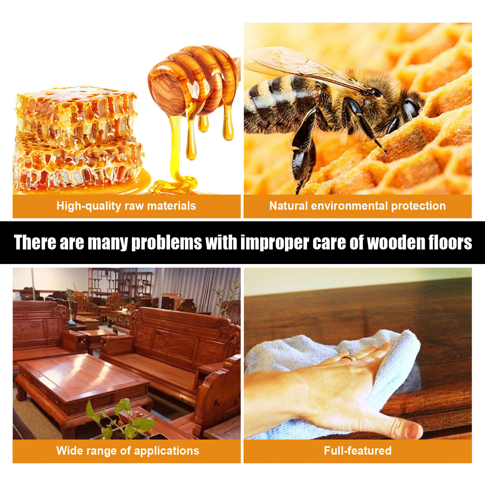 2Pcs Beeswax Furniture Polish,Wood Seasoning Beewax Natural Wood Wax Traditional