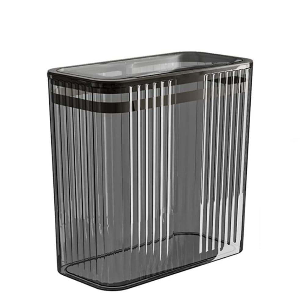 15L/3.5 Gallon Clear Transparent Trash Can Press Top Lid Wastebasket Gray