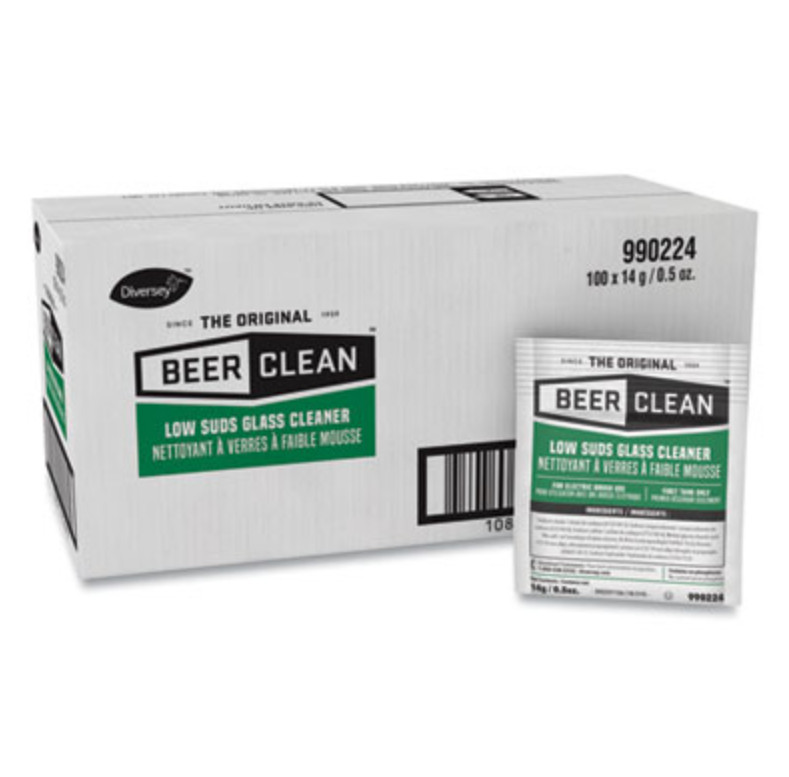 Diversey Beer Clean Bar Glass Cleaner Powder 0.5 oz Packets 100/Carton Case