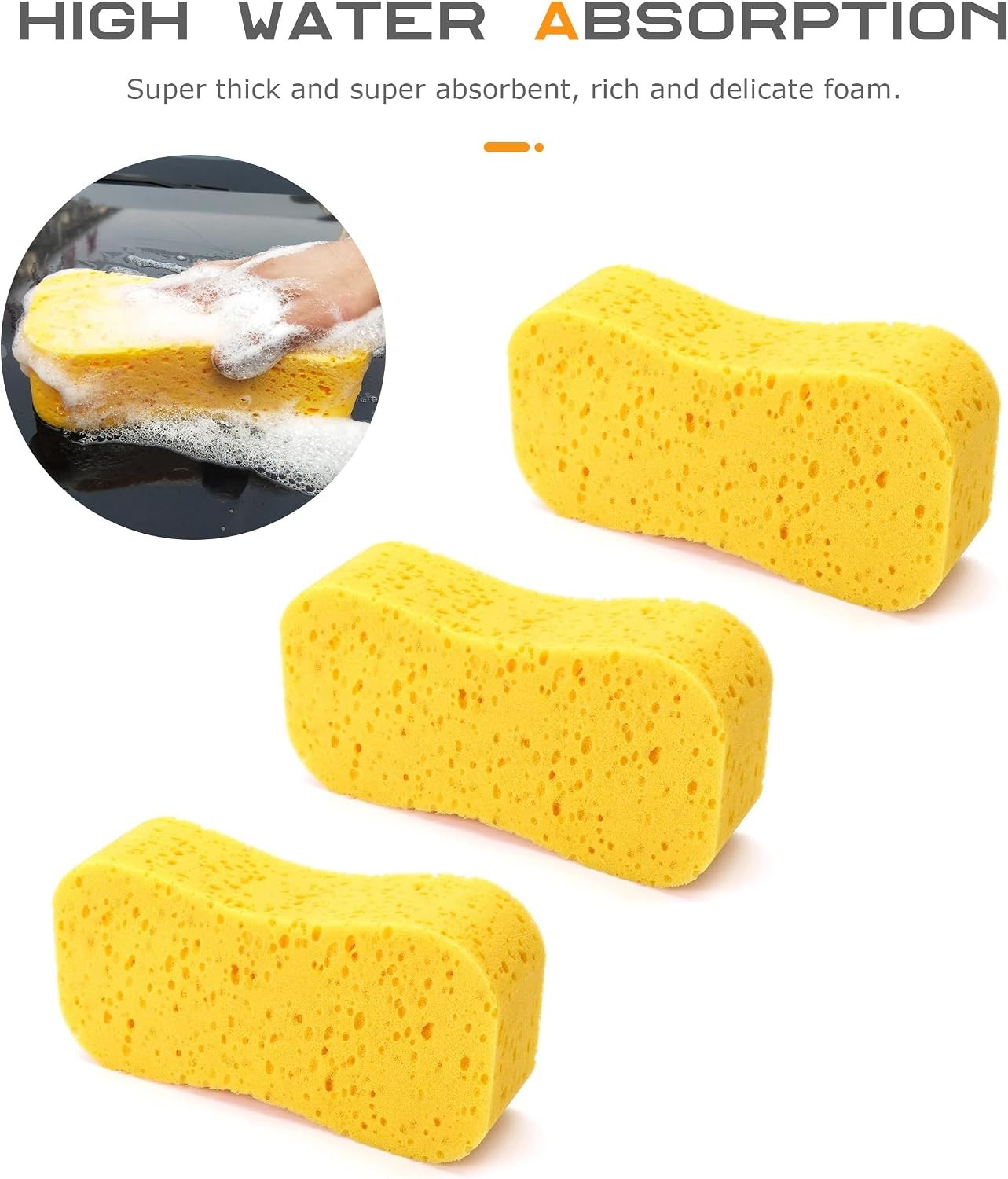 3PCS Car Wash Sponge,9.1 x 4.3 x 1.6 Inch Car Sponges for Washing,Car