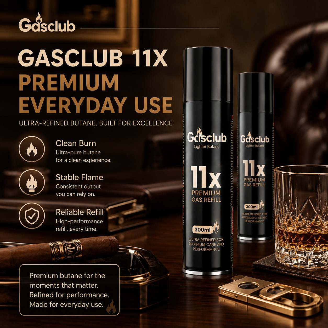 2 Cans GasClub 11X Refined Butane for Lighter Gas Fuel Refill 300mL Cartridge