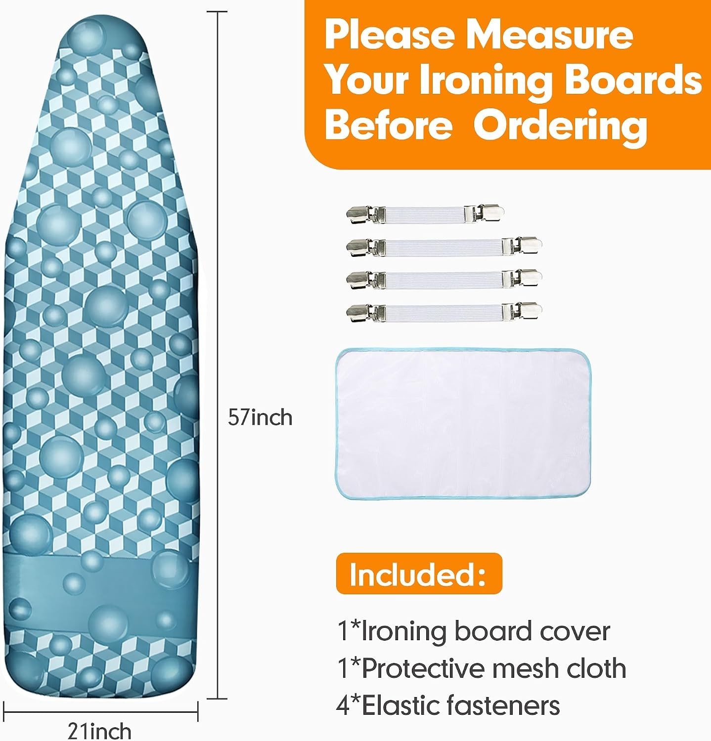 Scorch Resistant Berry Blue Ironing Board Cover 21×57 | Extra Thick 6mm Padding