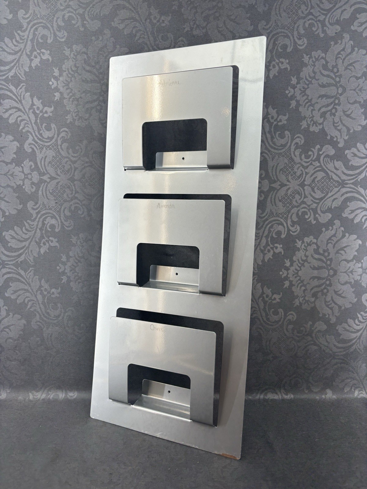 IKEA SKRISSEL SPONTAN Grey Metal Wall Mounted Magazine Newspaper Rack Holder