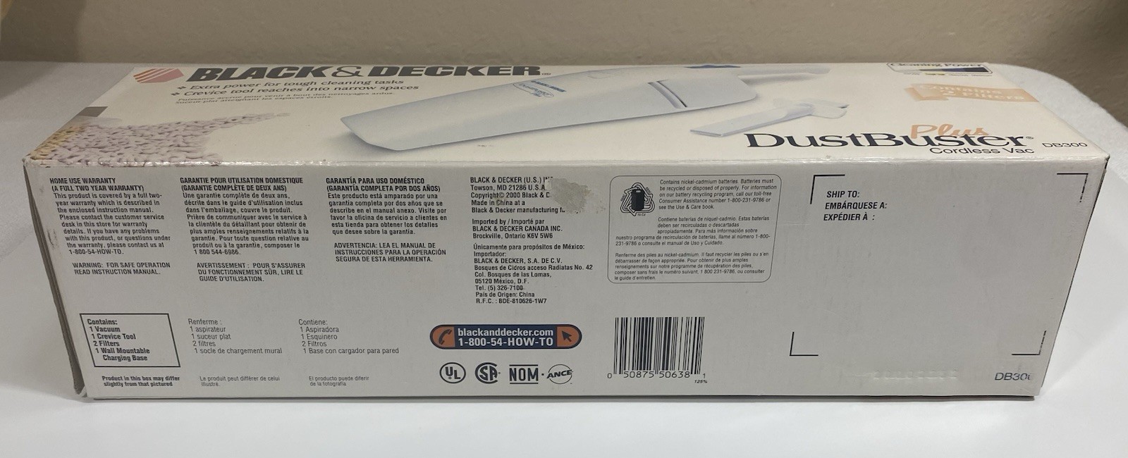 Vintage Black & Decker Dustbuster Cordless Vac DB 300 NEW Old Stock. Sealed Box!