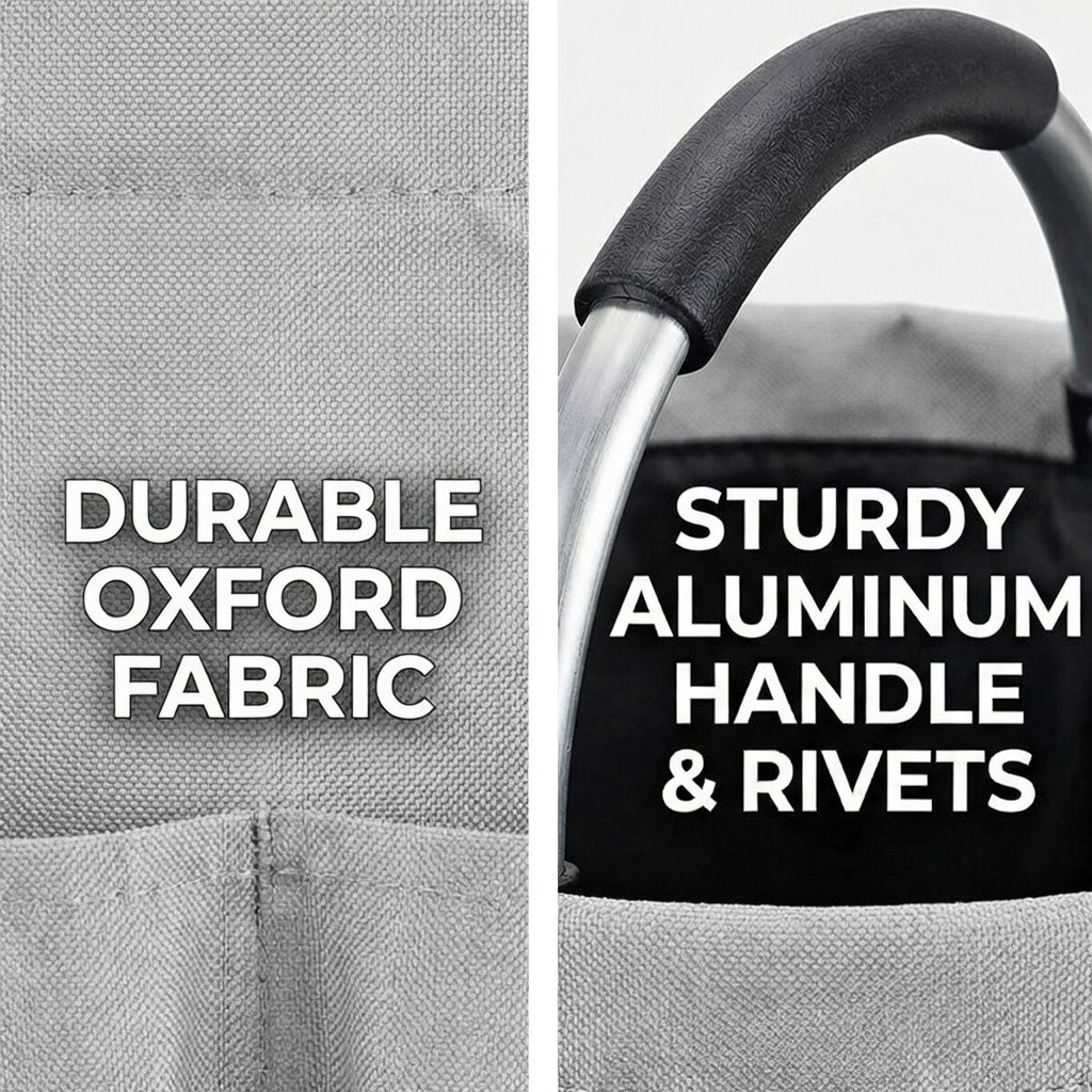 Cleaning Caddy Organizer Bag with Handle Waterproof Oxford Cloth Storage Gray