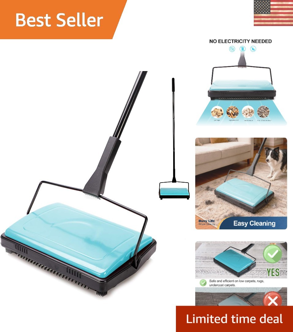 Effortless Carpet Cleaning with Lightweight Hand Push Sweeper – 11″ x 7.87″