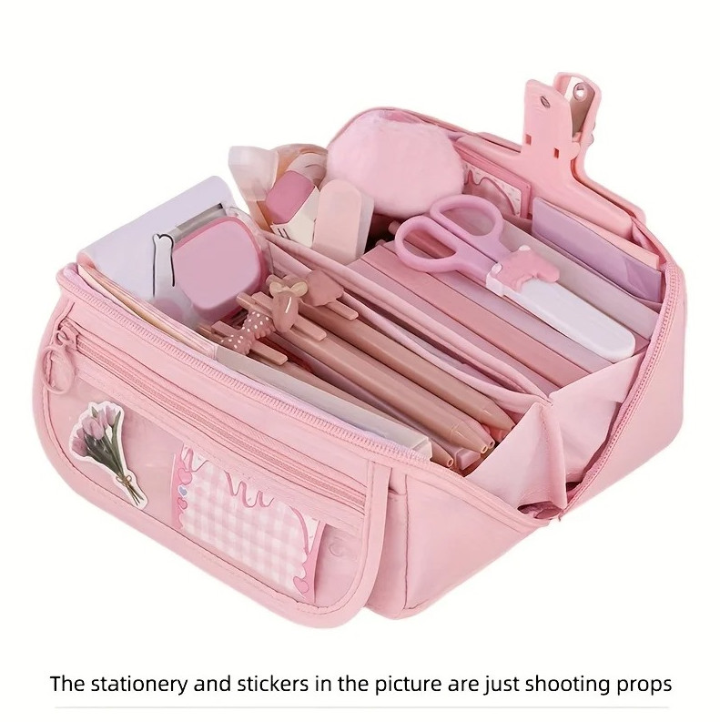 1 pc Large Capacity Pencil Case Organizer Multi-Compartment Desktop Storage