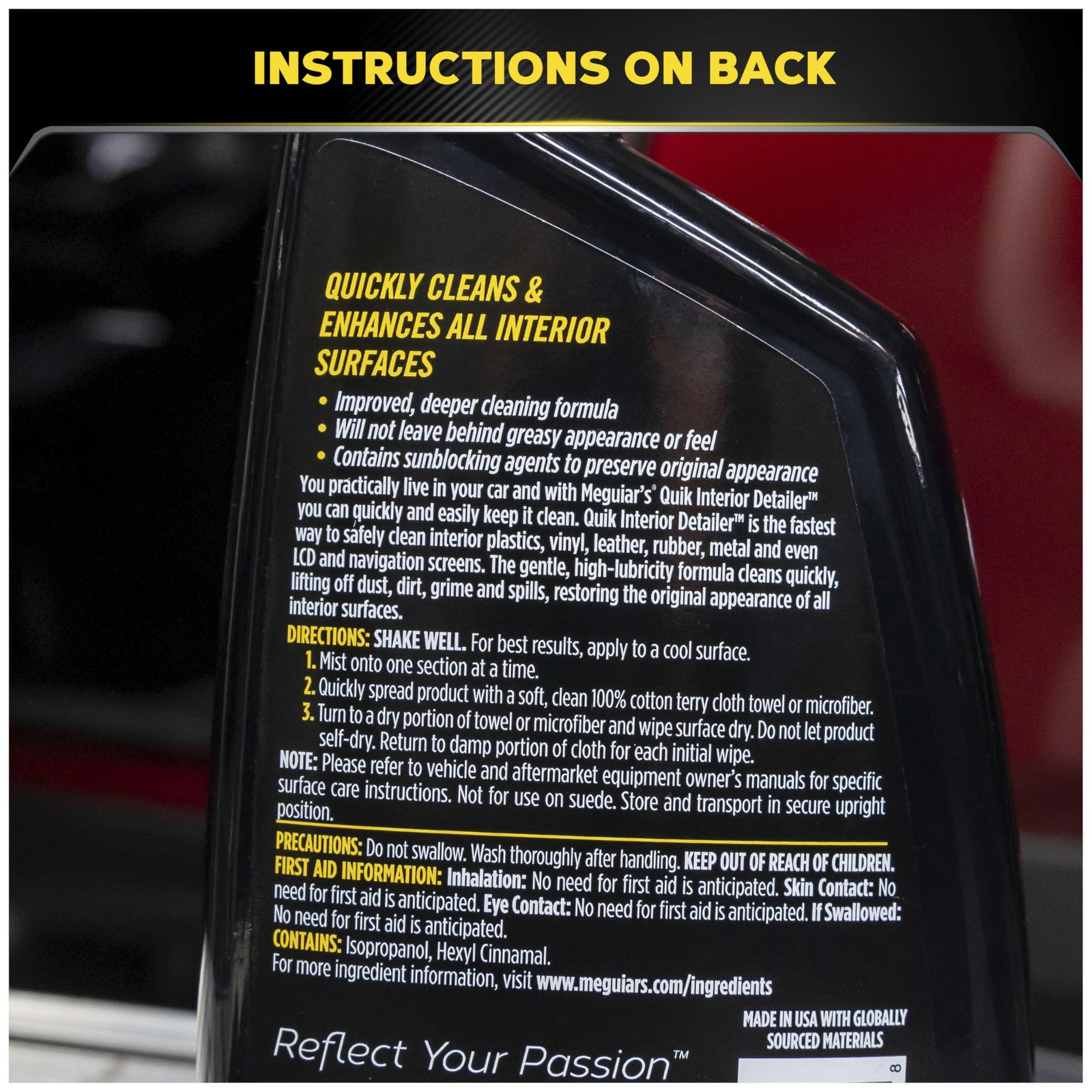 Meguiar’s Quik Interior Detailer Cleaner – 24 Oz 24 Fl (Pack of 1), White