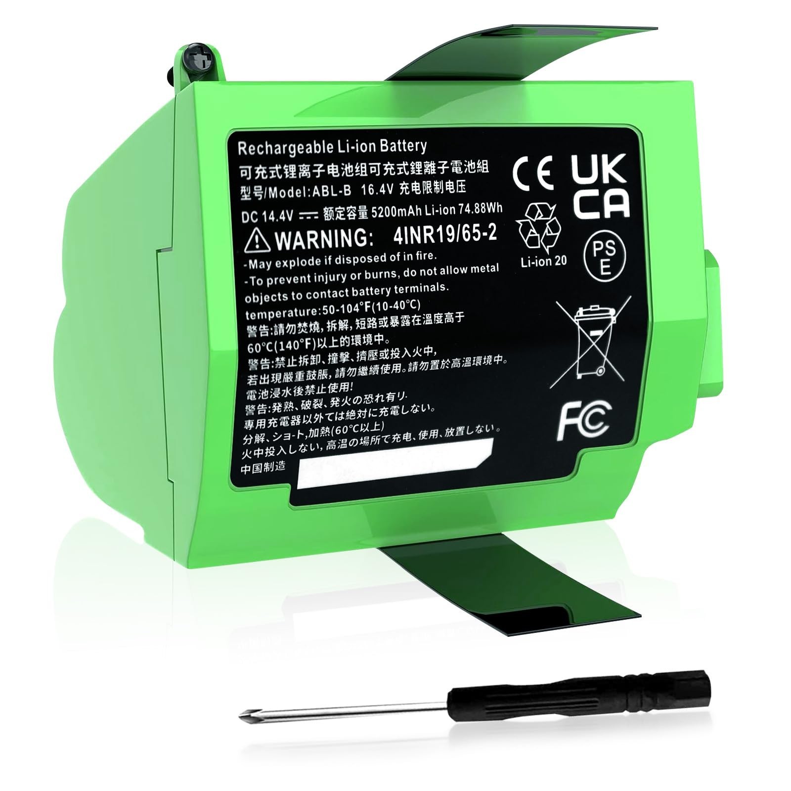 High-Capacity 5200mAh Replacement Battery for Roomba S9+, S9 Plus, 14.4V Compati