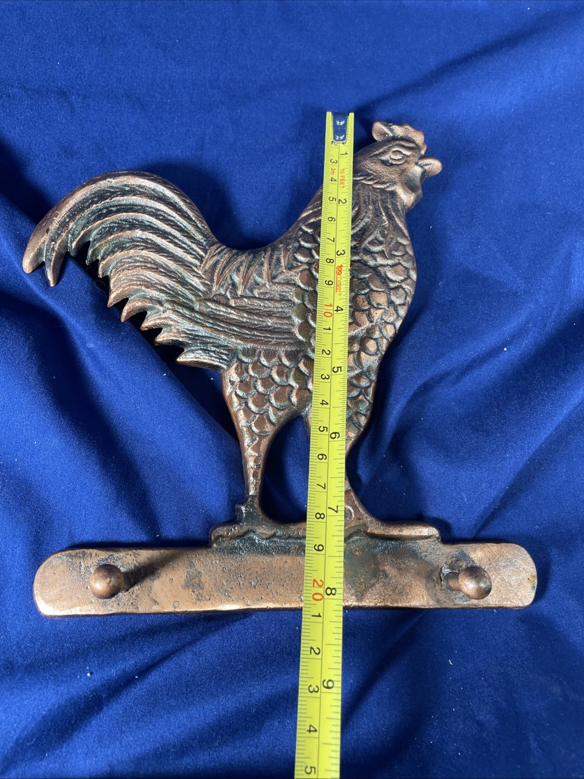 Metal Copper Colored Rooster Key Towel Hanger