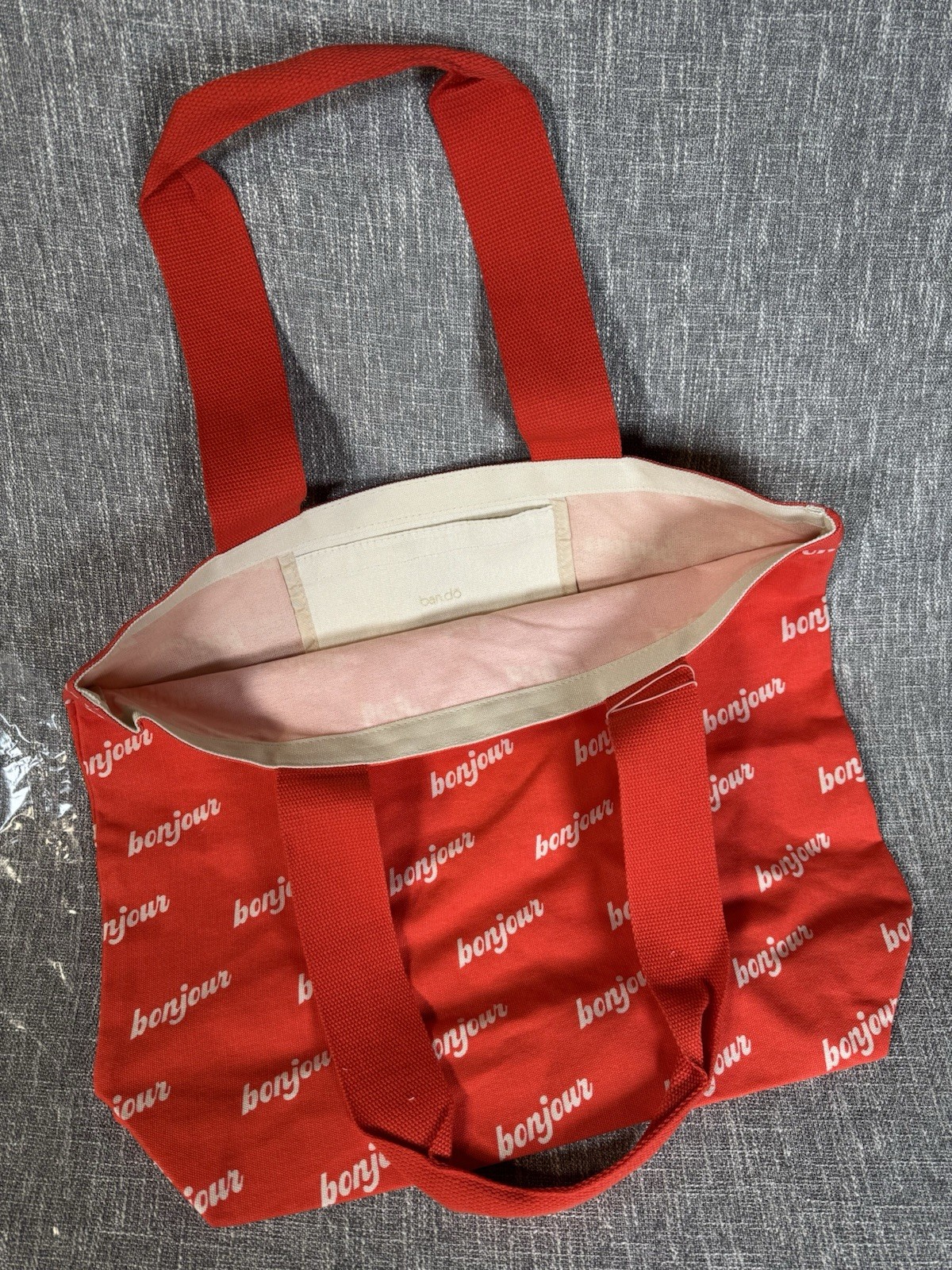 Ban.do Bonjour Tote Bag – Brand New with Tags – Pink & Red – Cute Fun Gift