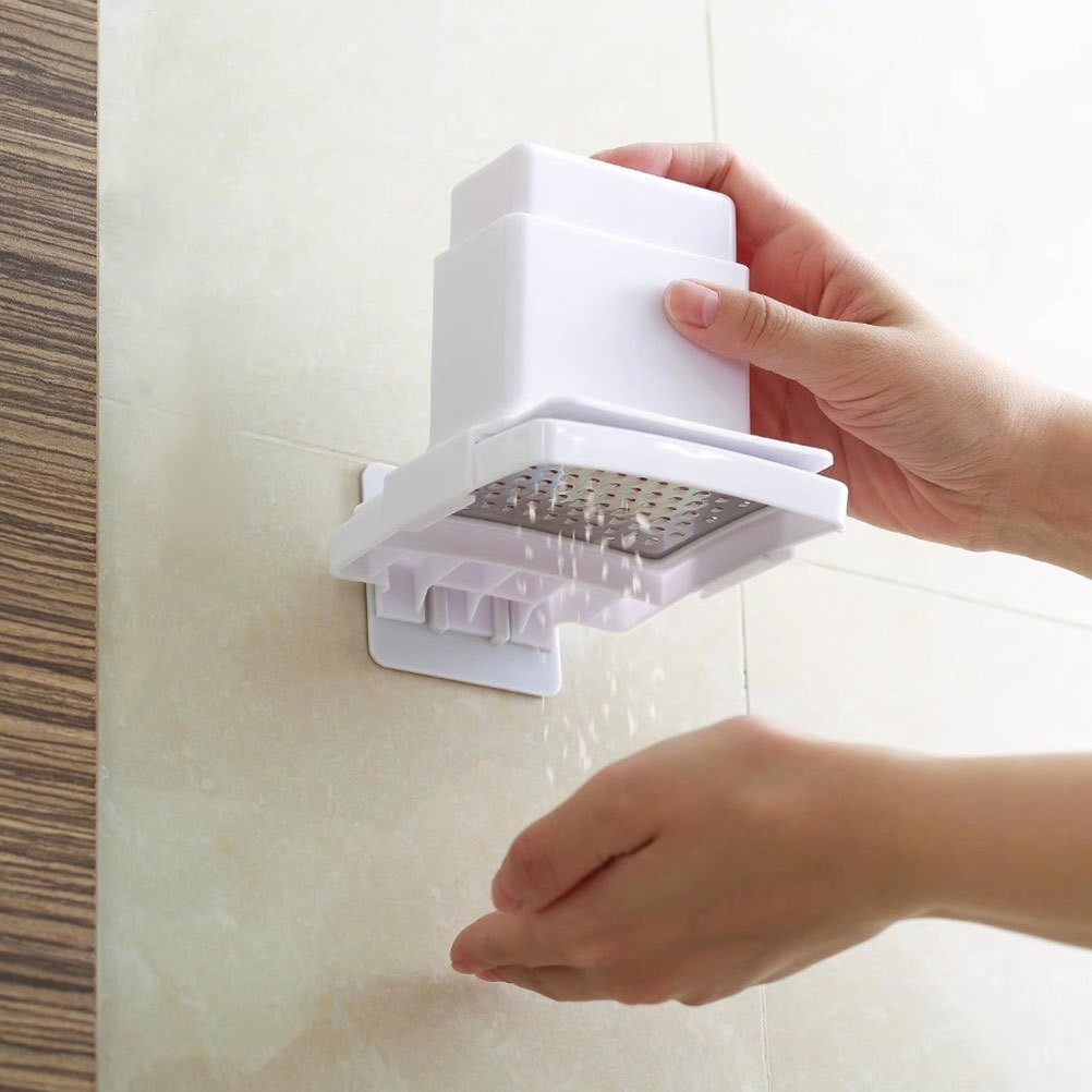 Wall Bathroom Soap Holder Shower Dish Tray for Rack with Grinder Self Draining