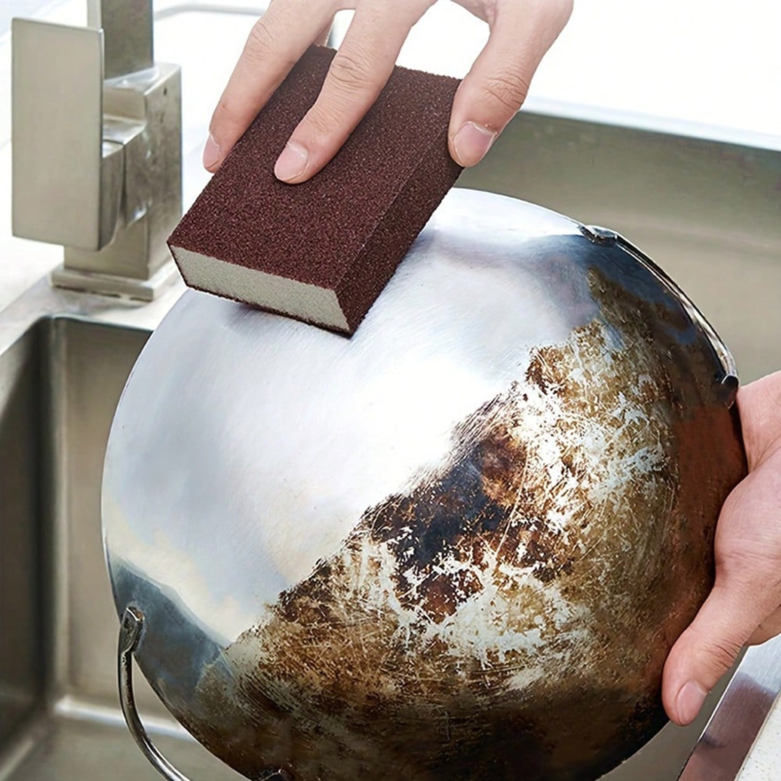 Magic Emery Sponge Cleaning for Reusable Kitchen Pot Washing Rust Stain Remover