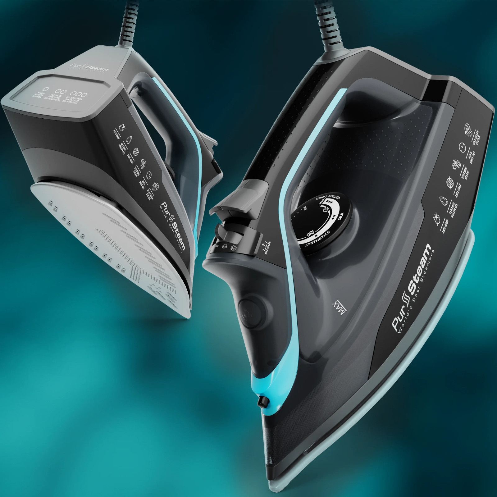 Pursteam Steam Station Max Ceramic Soleplate Steam Iron for Clothes 1500W
