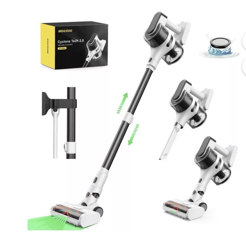 Moosoo Cordless Vacuum Cleaner S5, 55 mins max runtime, 23KPa Suction