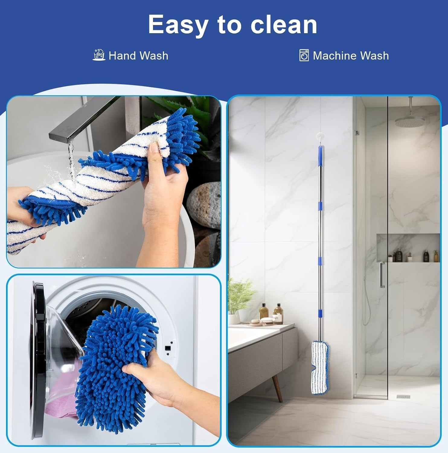 Versatile Blue Microfiber Mop – Dual-Sided for Wet & Dry Cleaning on Any Surface