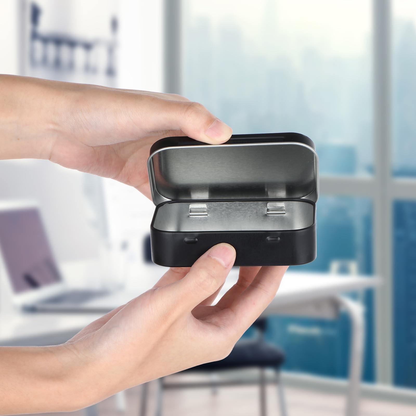 Black Metal Rectangular Empty Hinged Tins Metal Tin Box Small Tins with Lids …
