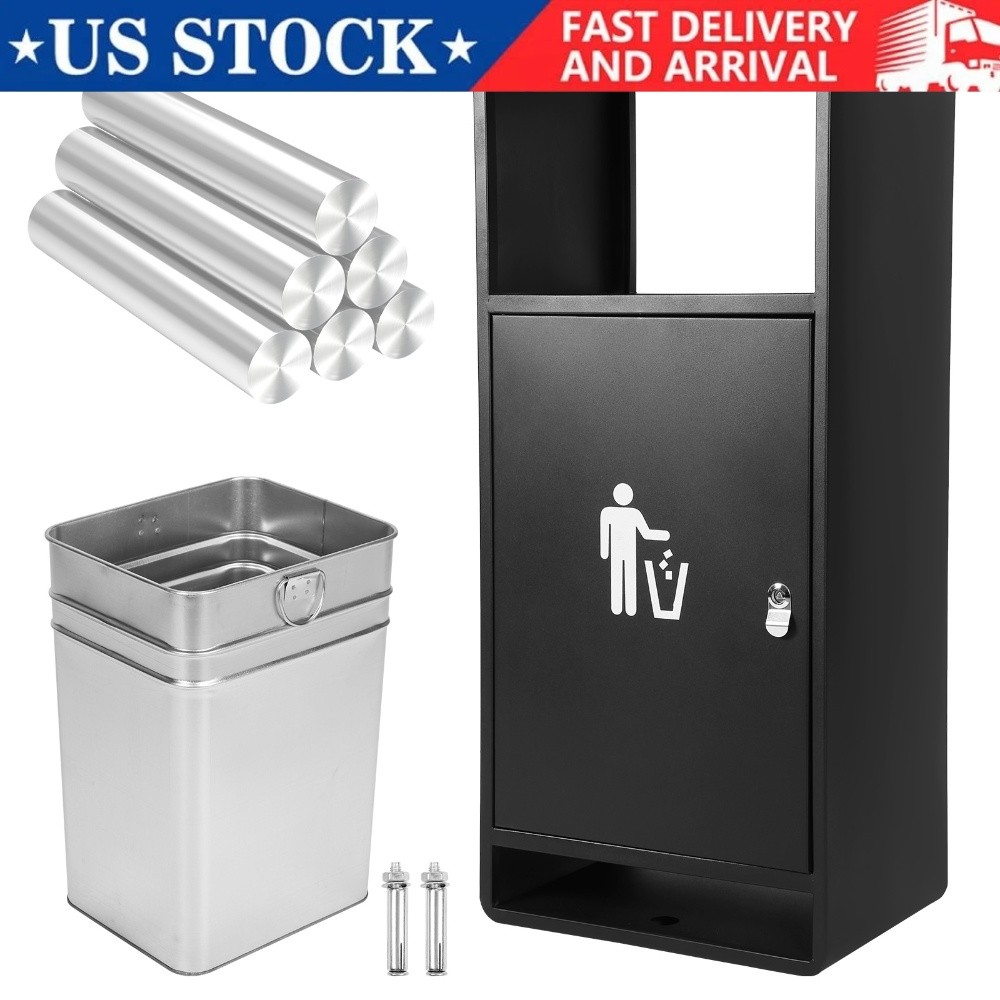 Commercial Waste Bin Trash Receptacle Large Capacity Modern Look for Park Garden
